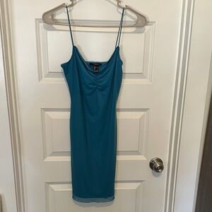 Forever 21 Teal Midi Dress with Spaghetti Straps